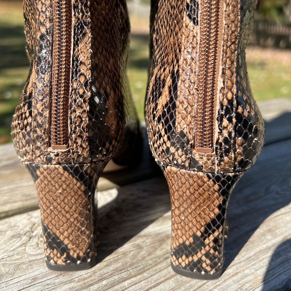 Veronica Beard Brown Python Snakeskin Leather Squ… - image 6